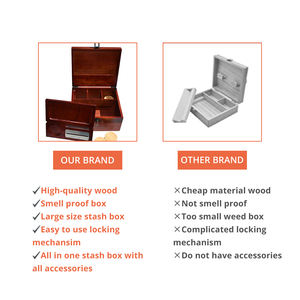 Youlike Bamboo Custom Logo Wood Stash <b>Box</b> With <b>Rolling</b> Tray Lock and Jars <b>Rolling</b> Tray With Magnetic Lid Fox Skills Extra Large - Product Image 3