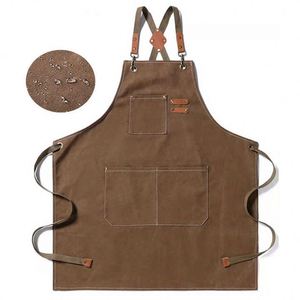 Delantal de Lona Impermeable Unisex de Alta Calidad con Accesorios de Cuero, Impresión de Logotipo Personalizado, Uniformes para Restaurantes y Bares al por Mayor - Product Image 6