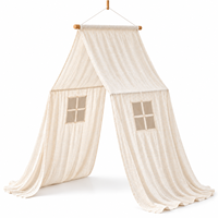 Moustiquaire triangulaire portable et pliable pour lit d'enfant, avec double ouverture, 245 cm, 100 % coton, décoration suspendue pour chambre à coucher