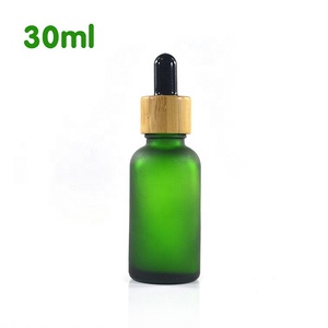 Bouteille d'huile essentielle en verre vert bleu ambré givré de 5ml 10ml 15ml 20ml 30ml 50ml 100ml avec pipettes en bambou compte-gouttes - Product Image 5