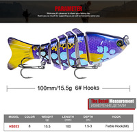 Señuelo de Pesca Biónico Profesional Multiarticulado de 6 Segmentos, Cebo Duro Realista de ABS con Acción S, Hundimiento Lento, Venta al por Mayor