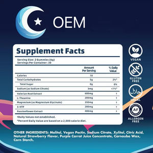 Gummies pour le sommeil naturelles OEM ODM avec 5-HTP, L-théanine, magnésium et racine de valériane, complément alimentaire pour le sommeil sans mélatonine - Product Image 5