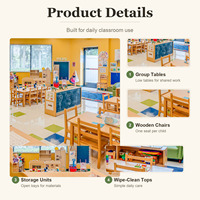 Ensemble de meubles de classe pour maternelle, table et chaise en bois, étagère de rangement, meubles Montessori pour enfants, garderie, crèche
