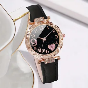 Novo Conjunto de 6 Relógios Femininos de Quartzo com Pulseira de Couro PU, Mostrador de 36mm, Caixa de Liga Metálica, Estilo Charmoso, Sucesso de Vendas Transfronteiriço - Product Image 4