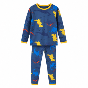 Ensemble de <span class=keywords><strong>pyjama</strong></span> dinosaure pour enfants en coton extensible, vêtements de nuit pour garçons, manches longues, vêtements de détente doux et respirants, étiquette privée OEM personnalisée - Product Image 2