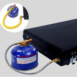 Fornello a Gas Portatile a 2 Fuochi, Piano Cottura <span class=keywords><strong>Pieghevole</strong></span> per Esterni, Griglia per <span class=keywords><strong>Barbecue</strong></span>, Fornace Integrata per Campeggio e Picnic, in Metallo, a Butano - Product Image 3