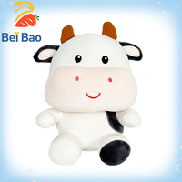 Peluche Animale Vache Super Douce Imprimée avec Rembourrage en Coton PP pour Soulager le Stress - Finition Lavée, Cadeau d'Anniversaire