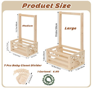 Cesta Portaoggetti in <span class=keywords><strong>Legno</strong></span> per Neonato con Manico Cassa Regalo per Baby Shower Armadietto in <span class=keywords><strong>Legno</strong></span> per Baby Shower - Product Image 5