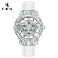 Montre à quartz pour femmes, cadran serti de cristaux, chiffres romains, design étoile, boîtier carré, bracelet en cuir, montre-bracelet tendance pour femmes