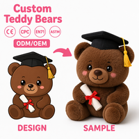 Ours en peluche personnalisé pour la remise des diplômes, en coton PP, animal en peluche doux, diplôme, OEM ODM, cadeau d'anniversaire pour enfants, anti-stress, EN71 CE