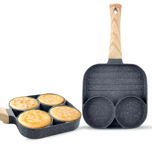 Sartén antiadherente, sartén con 4 agujeros, bistec, huevo, tortilla gruesa, sartén con mango de madera, sartén para utensilios de cocina - Product Image 1
