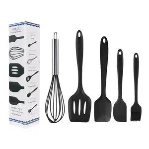 5 pièces accessoires de maison et de cuisine résistants à la chaleur ustensiles de cuisine en Silicone de qualité alimentaire ensemble de spatules de cuisson bon marché