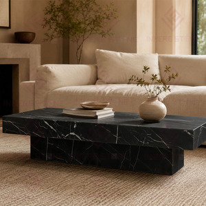 Tavolino da Caffè Rettangolare in Marmo Nero Marquina e Bianco Carrara, Design Moderno e Lussuoso Personalizzato, Arredamento Durevole per la Casa - Product Image 6
