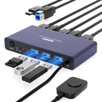 Commutateur KVM HDMI 4K 60Hz 2 ports pour 2 ordinateurs, avec contrôleur filaire, partage 1 moniteur et 1 clavier/souris, Plug and Play