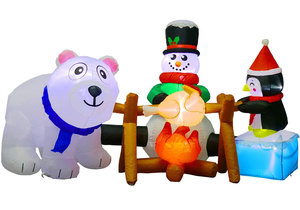 Large Outdoor <strong>Christmas</strong> Inflatable Decor, Santa on Polar Bear with Penguins, Big LED Lighted Holiday Yard Decoration - Product Image 4