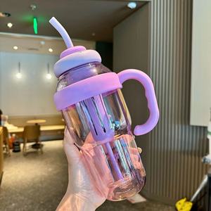 2025 grande capacité été paille tasse nouvelle haute apparence niveau bouteille d'eau en plastique chanceux ventre tasse avec belle conception <span class=keywords><strong>de</strong></span> <span class=keywords><strong>vent</strong></span> - Product Image 5