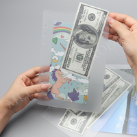Bolsa organizadora de PVC transparente esmerilado con 6 orificios y 1 bolsillo sin cremallera para encuadernación de hojas sueltas A5, A6, A7, A9, para efectivo y documentos