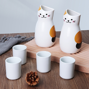 Tazze di bottiglia di vino di ceramica del regalo creativo di progettazione del gatto di stile giapponese su ordinazione che servono il Set di Sake della porcellana - Product Image 1
