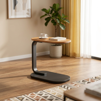Petite table d'appoint ronde moderne en bois pour salon, table basse à côté du canapé sur balcon, table de chevet dans la chambre