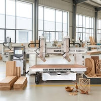 Centro de Mecanizado CNC de Doble Husillo y 4 Ejes, Router CNC de Doble Husillo para Madera, Equipo de Tallado y Corte de Superficies Curvas 3D para Muebles Personalizados