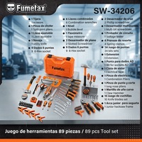 FUMETAX – Kit d'outils domestiques 50 pièces : clés, pinces, marteau, tournevis, mètre ruban, niveaux et embouts