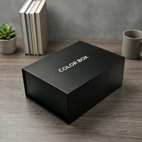 Boîte à rabat magnétique en papier rigide noir avec logo personnalisé, vente en gros directe d'usine, boîte cadeau de luxe avec insert en éponge, produits de soin portables