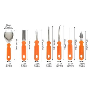Kit de 7 outils de découpe de citrouille d'Halloween, couteau à découper la citrouille pour adultes, fournitures de découpe de citrouille, outils de gravure et de découpe de cuisine - Product Image 3