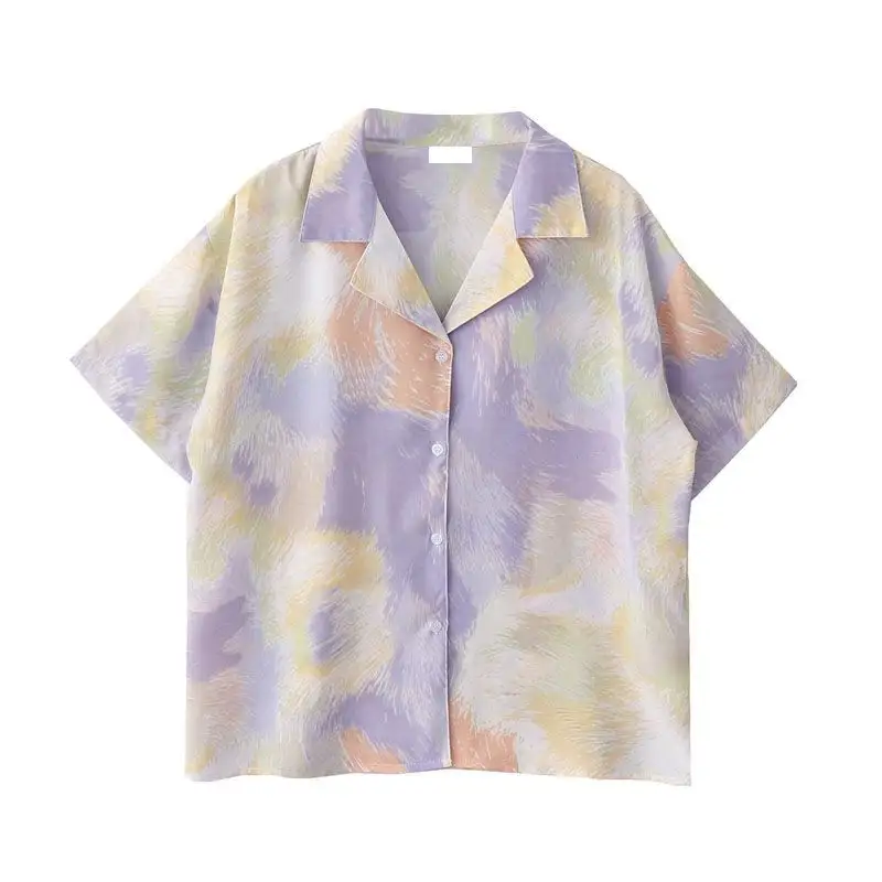 Customization Couple Short Sleeve Shirt Casual Mens Clothing Plus Size Unisex Printed Tie Dye Shirt
