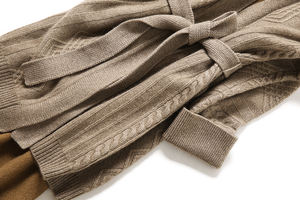 Cárdigan de Cachemira bordado para Otoño e Invierno 100%, cárdigan de Cachemira pura para mujer, suéter, abrigo, bata con cinturón - Product Image 6