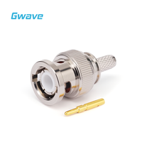 Connecteur RF mâle Gwave BNC-J5 (laiton) à souder et à sertir pour câbles RG142/RG58/RG223, compatible PCB, DC-3G, conforme RoHS