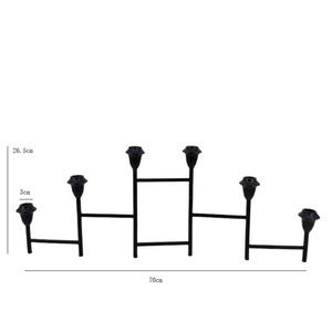 Simple American Style <b>Retro</b> Black Metal Candle Holder Foldable Home Desktop <b>Decoration</b> Long Row Candle Cup Durable - Product Image 5