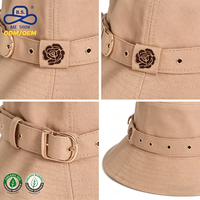 Sombrero de Pescador Personalizado de Moda Premium con Hebilla y Estampado de Rosas, Ajustable, Protección Solar, Estilo Casual para Mujer