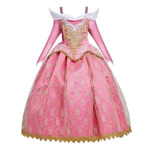 Robe de princesse rose HP pour filles, dentelle de luxe, cosplay avec bordure dorée pour fête d'anniversaire, costume d'Halloween - Product Image 2