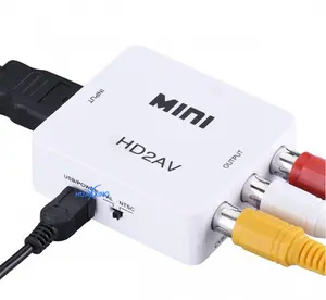 TOP Mini model HD to RCA Audio Video AV CVBS Adapter Converter Up scaler for old TV up to 1080P