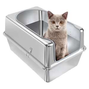 Kunden spezifische Katzen toilette aus Edelstahl Halb geschlossene Katzen toilette aus Metall mit Anti-Spill-Schutz und Schaufel-Katzen toilette - Product Image 2