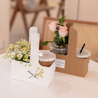Boîte d'emballage personnalisée à emporter pour fleurs de café Boîte à fleurs en papier artisanal recyclable décorative avec poignée