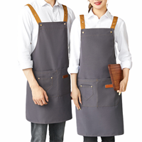 Tablier de travail en toile imperméable avec logo personnalisé et poches, uniformes pour serveurs, serveuses, cafés, uniformes de manucure, uniformes de grillades