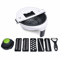 Mandoline à 5 lames en acier inoxydable, râpe et hachoir à légumes avec panier de drainage en PP de qualité alimentaire pour salades