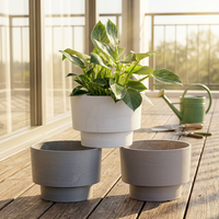 Pot rond en plastique BSCI, pot à fleurs, jardinière d'extérieur pour la maison, le jardin, le balcon, décoration rustique, conteneur pour plantes d'intérieur et d'extérieur