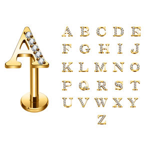 Titane Piercing En Gros Anglais Lettres Forme Tragus Conque Boucle D'oreille À Charnière <span class=keywords><strong>Clicker</strong></span> Nez Narine Anneau Femmes Piercing Bijoux - Product Image 1