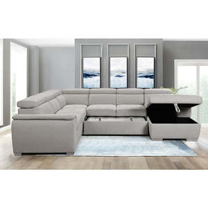 Canapé modulable en forme de U sur mesure OEM, ensemble de meubles de salon, couleur beige, tissu, canapé avec appui-tête à 6 positions, canapé de salon - Product Image 4