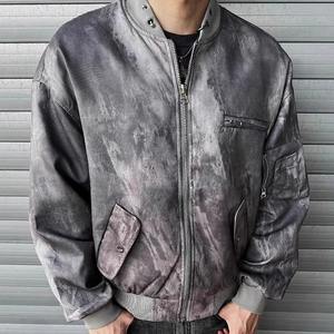 Autunno <span class=keywords><strong>uomo</strong></span> High Street americano retrò giacca da volo Stand <span class=keywords><strong>di</strong></span> lana popolare tendenza <span class=keywords><strong>con</strong></span> cerniera Hip-Hop stile Tie-Dye Wasteland - Product Image 4