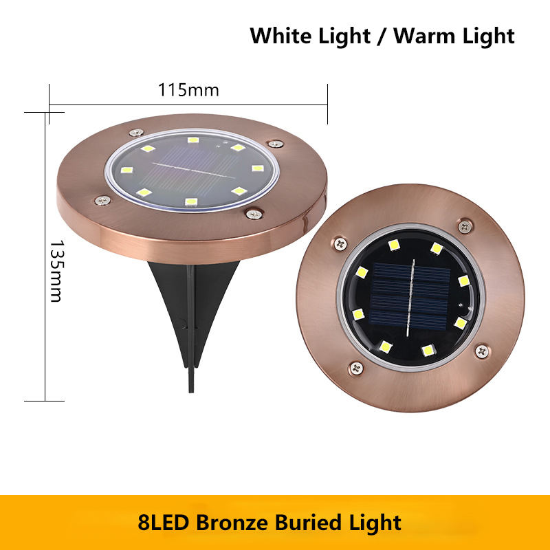 Lumière enterrée en Bronze 8LED, lumière blanche/chaude