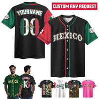 Maillot de baseball personnalisé sur le thème du Mexique, broderie OEM & POD, nom et numéro d'équipe personnalisés, chemise patriotique pour hommes