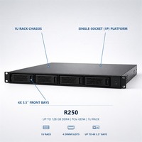 Nouveau serveur rack 1U PowerEdge R250 avec processeur Xeon E-2324G, 32 Go de RAM DDR4, disque dur 4 To RAID1, alimentation 450 W, personnalisable, en stock