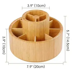Бамбуковый вращающийся держатель для ручки многофункциональный Настольный Пенал канцелярский ящик для хранения