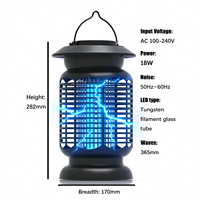Lampe anti-moustiques électrique portable pour l'intérieur et l'extérieur avec lumière LED, facile à nettoyer, 20-50 ㎡   Couverture