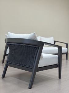 Modern Outdoor <b>Armchair</b> With <b>White</b> Cushions Aluminum Frame Waterproof One Seat Garden Sofa - Product Image 5