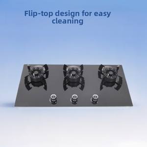 Table de cuisson à gaz GPL encastrable à trois brûleurs, turbo, avec dessus en verre, économie d'énergie, allumage électronique par impulsion, usage domestique, vente en gros - Product Image 2
