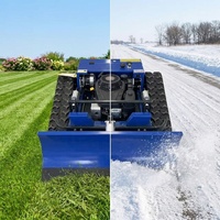 Tondeuse à gazon télécommandée avec lame à neige 2-en-1, moteur à essence, coupe-herbe et déneigeuse pour jardin, verger et exploitation agricole